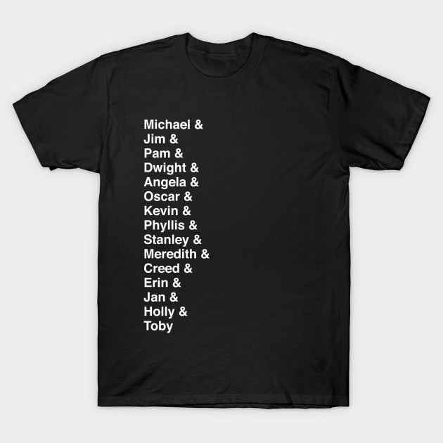 The Office US Typography Character List T-Shirt by BecArtc